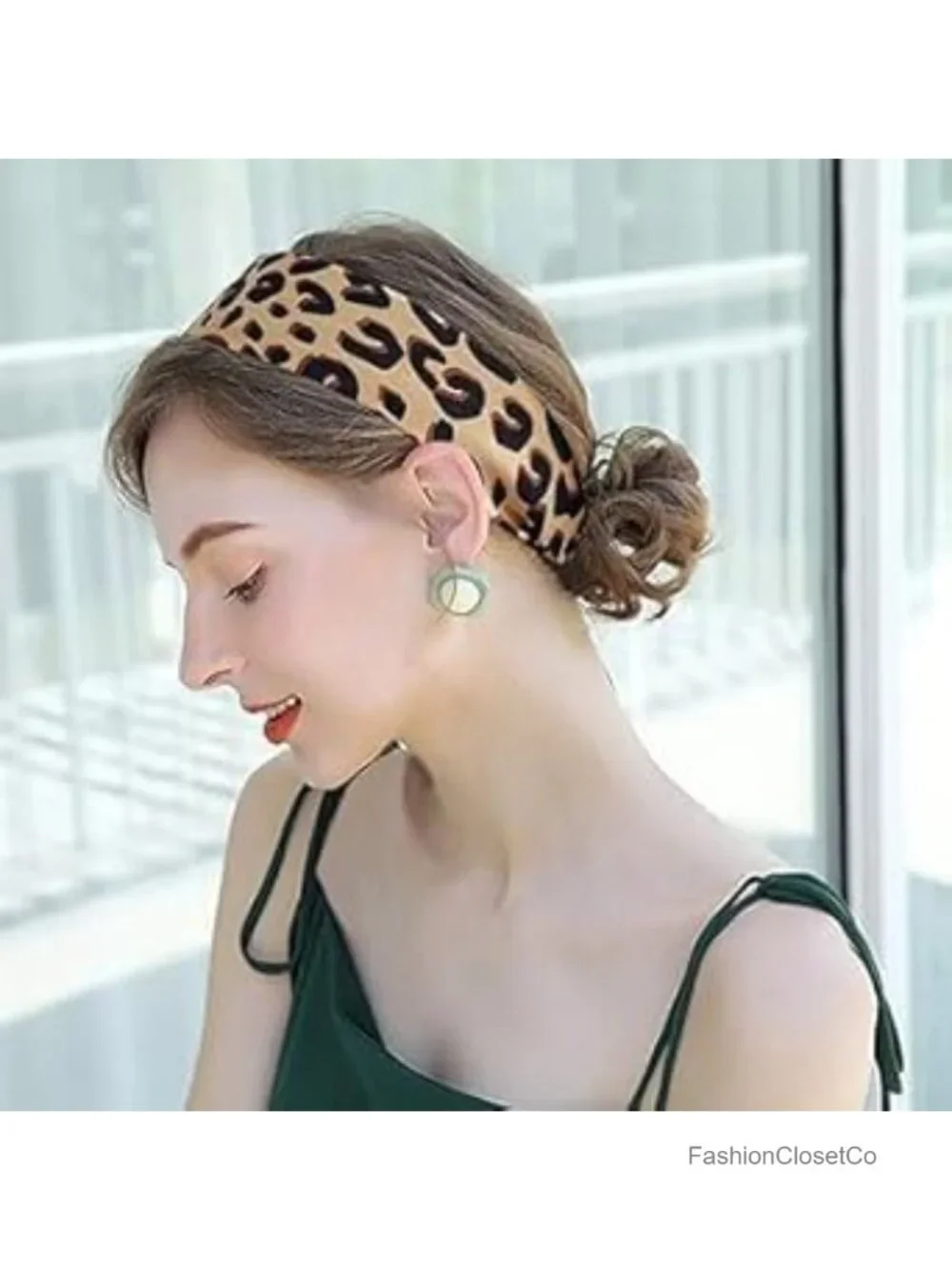 3 Piece Leopard Print Scarf Set Neck Tie Hairband Purse Scarf Polyester